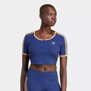 Футболка с молнией в рубчик Summer Glow adidas Originals, цвет dark blue