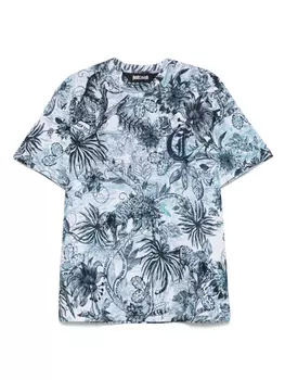 Футболка с монограммным принтом «джунгли» Just Cavalli, синий