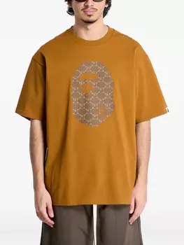 Футболка с монограммой A BATHING APE и изображением головы обезьяны, нейтральный