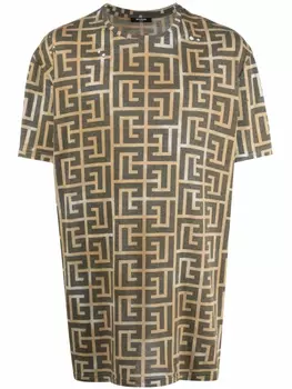 Футболка с монограммой Balmain, зеленый