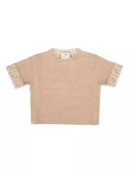 Футболка с монограммой Fendi Kids, нейтральный