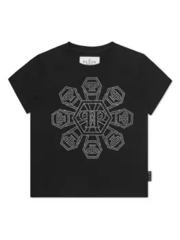 Футболка с монограммой Philipp Plein Junior, черный