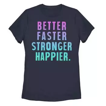 Футболка с мотивационным рисунком Better Faster Stronger Happier для юниоров