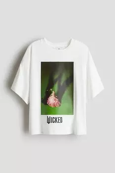 Футболка с мотивным принтом H&M, белый
