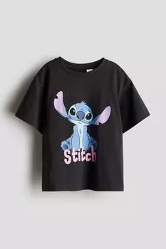 Футболка с мотивным принтом H&M, серый