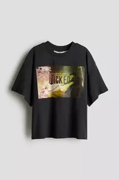 Футболка с мотивным принтом H&M, серый