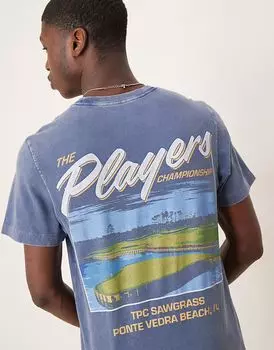 Футболка с мотивом Abercrombie & Fitch на спине, темно-синего цвета