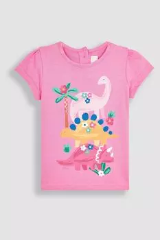 Футболка с мотивом динозавра Jojo Maman Bb, фуксия