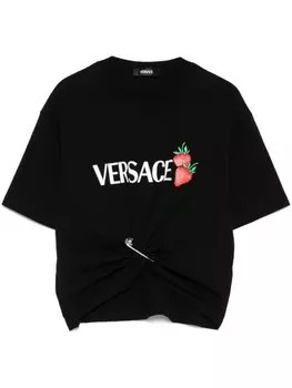 Футболка с мотивом клубники Versace, черный