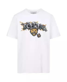 Футболка с мультяшной графикой и логотипом Iceberg, белый