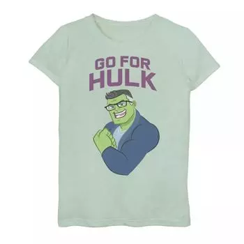 Футболка с мультяшным рисунком для девочек 7–16 лет «Marvel Avengers: Endgame The Hulk Go For Hulk» Marvel