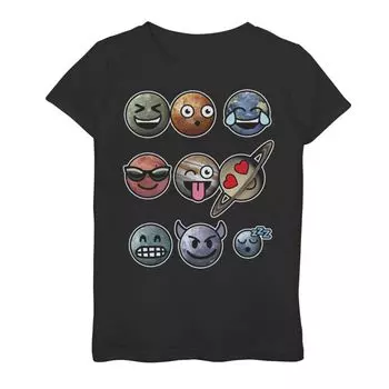 Футболка с мультяшным рисунком Planet Emojis для девочек 7–16 лет Licensed Character