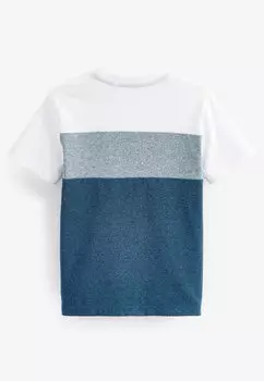 Футболка с набивным рисунком Colourblock Short Sleeve Next, сине-белая фактурная