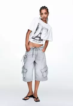 Футболка с набивным рисунком EIFFEL TOWER POINTILLISM PULL&BEAR, белый