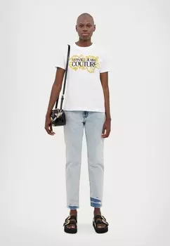 Футболка с набивным рисунком LOGO BAROQUE Versace, белый