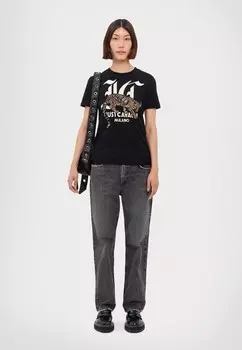 Футболка с набивным рисунком LOGO LEOPARD Just Cavalli, черный