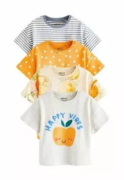 Футболка с набивным рисунком Short Sleeve 4 Pack Regular Fit Next, желтая