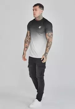 Футболка с набивным рисунком SIKSILK, черная, серая