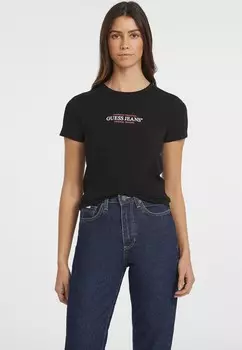 Футболка с набивным рисунком VESTIBILIT SLIM AMERICAN TRADITION Guess Jeans, черный