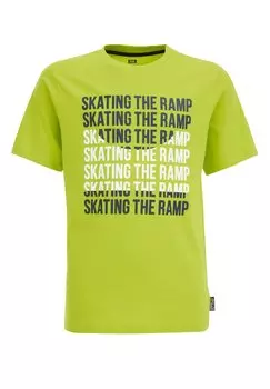 Футболка с набивным рисунком WE Fashion, зеленая