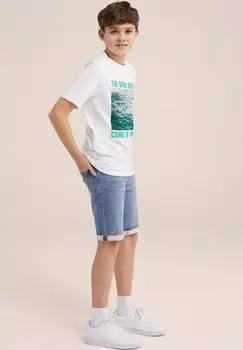 Футболка с набивным рисунком WE Fashion, зеленая