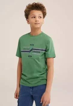 Футболка с набивным рисунком WE Fashion, зеленая