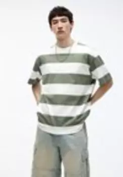 Футболка с набивным рисунком WIDE STRIPE Pull&Bear, зеленый