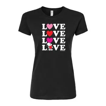Футболка с наборным рисунком «Love» для детей Peanuts Snoopy Licensed Character, черный