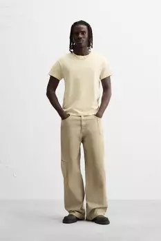 Футболка с набранным лозуном ZARA, кэмел