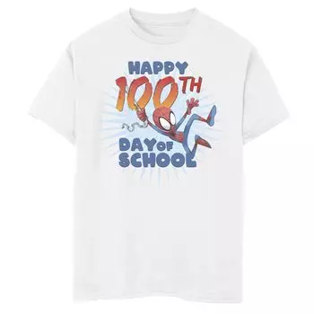 Футболка с надписью «100-й день школы» Marvel Spider-Man для мальчиков 8–20 лет Marvel, белый
