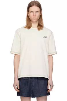 Футболка с надписью «Ami» из бежевого хлопка AMI Paris