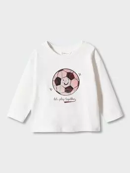 Футболка с надписью Baby Football и принтом Mango, натуральный белый