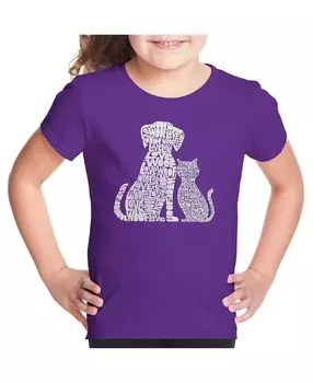 Футболка с надписью Big Girl's Word Art - Собаки и кошки LA Pop Art