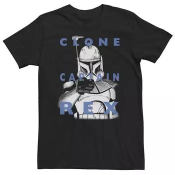 Футболка с надписью Big & Tall Star Wars: Clone Wars Clone Captain Rex Licensed Character, черный