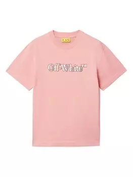 Футболка с надписью «Большая книга» Off-White Kids, розовый