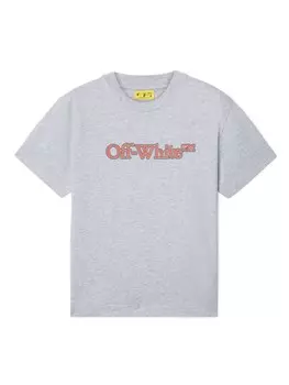 Футболка с надписью «Большая книга» Off-White Kids, серый