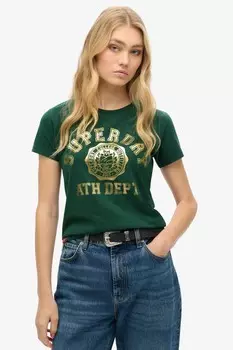 Футболка с надписью «College script» Superdry, зеленый