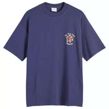 Футболка с надписью «Цветы» Drle De Monsieur, синий