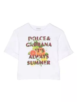 Футболка с надписью Dolce & Gabbana Kids, белый