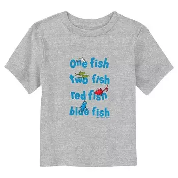 Футболка с надписью «Dr. Seuss One Fish Two Fish», «Красная рыба, синяя рыба», для маленьких мальчиков и девочек Licensed Character, цвет Athletic Heather