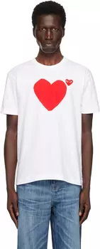 Футболка с надписью «Двойные сердца на спине» COMME des GARcONS PLAY