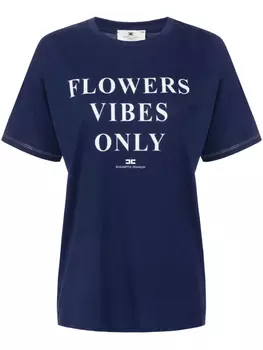 Футболка с надписью Elisabetta Franchi, синий