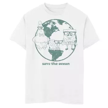 Футболка с надписью и графическим рисунком «День Земли, Губка Боб Квадратные Штаны» для мальчиков 8–20 лет Nickelodeon