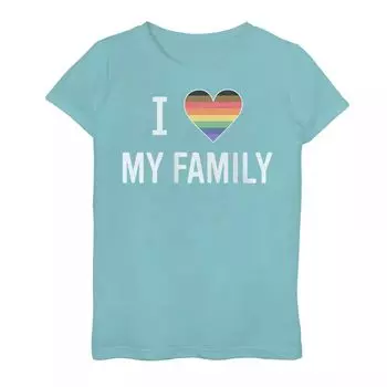 Футболка с надписью «I Love My Family Pride» в полоску и сердце для девочек 7–16 лет Unbranded