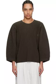 Футболка с надписью «Коричневая турбина» HOMME PLISS ISSEY MIYAKE