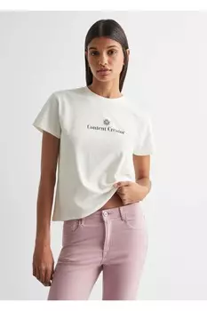 Футболка с надписью Mango, белый