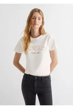 Футболка с надписью Mango, белый