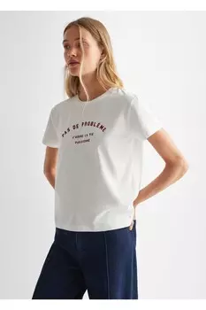 Футболка с надписью Mango, белый