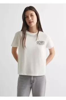 Футболка с надписью Mango, белый