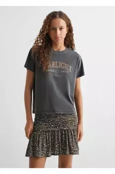Футболка с надписью Mango, черный